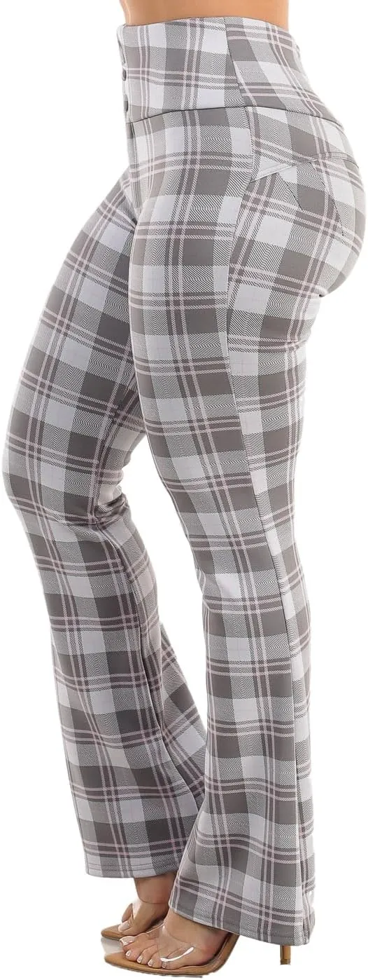 Moda Xpress Women's Juniors High Waist Pull On Stretchy Butt Lifting Black, Plaid, Printed Skinny Pants 10596R