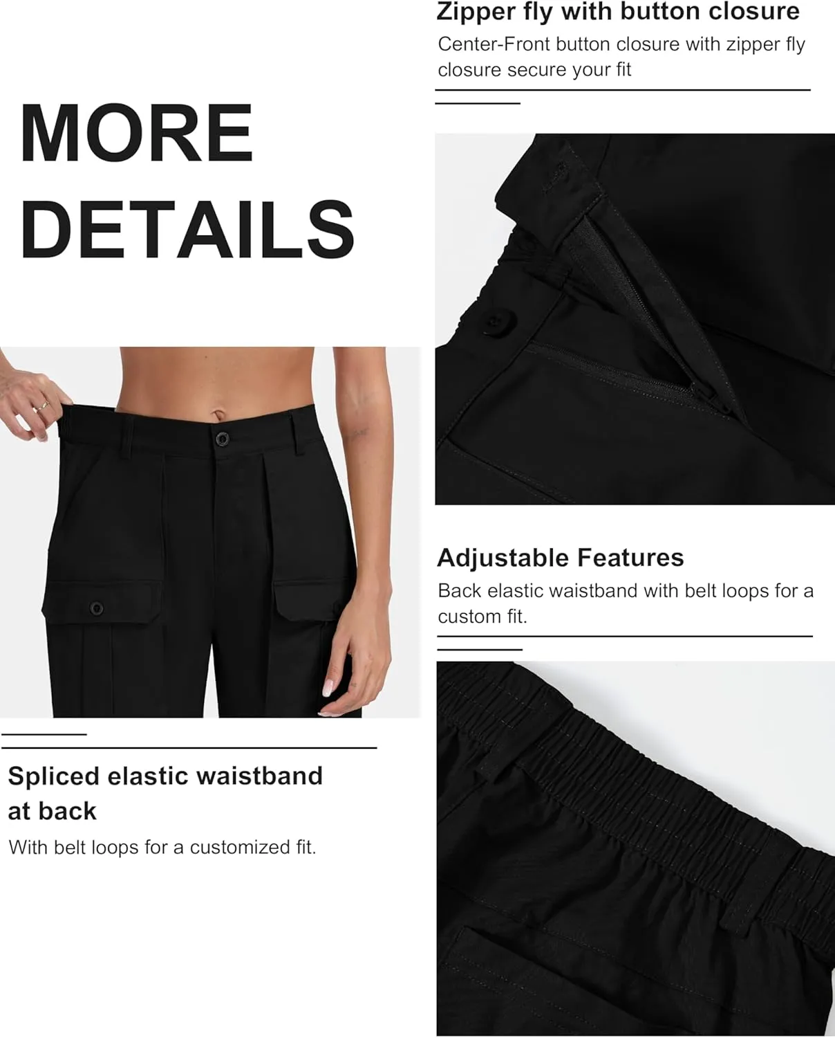 MoFiz Women's Cargo Bermuda Shorts Long Cotton Hiking Twill Chino Shorts Elastic Waist for Summer Casual Golf Travel Outdoor