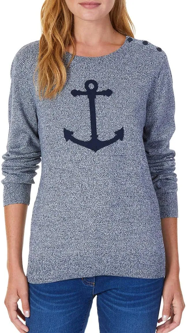 Nautica Women's Anchor Intarsia Pullover Sweater