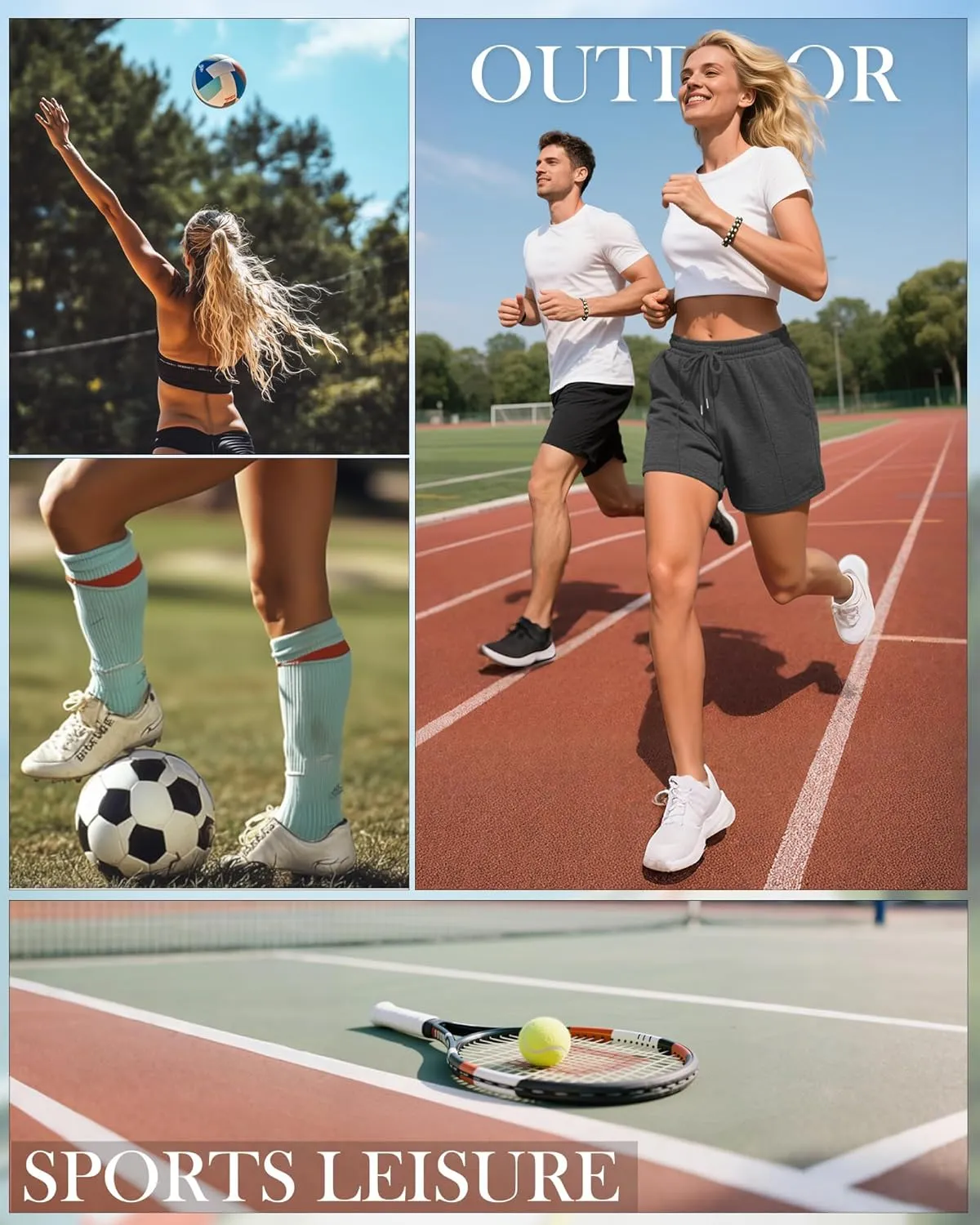 Neer 3 Pack Women's Sweat Shorts, Casual Drawstring Athletic Shorts Summer Lounge Loose Solid Active Short Pants with Pockets