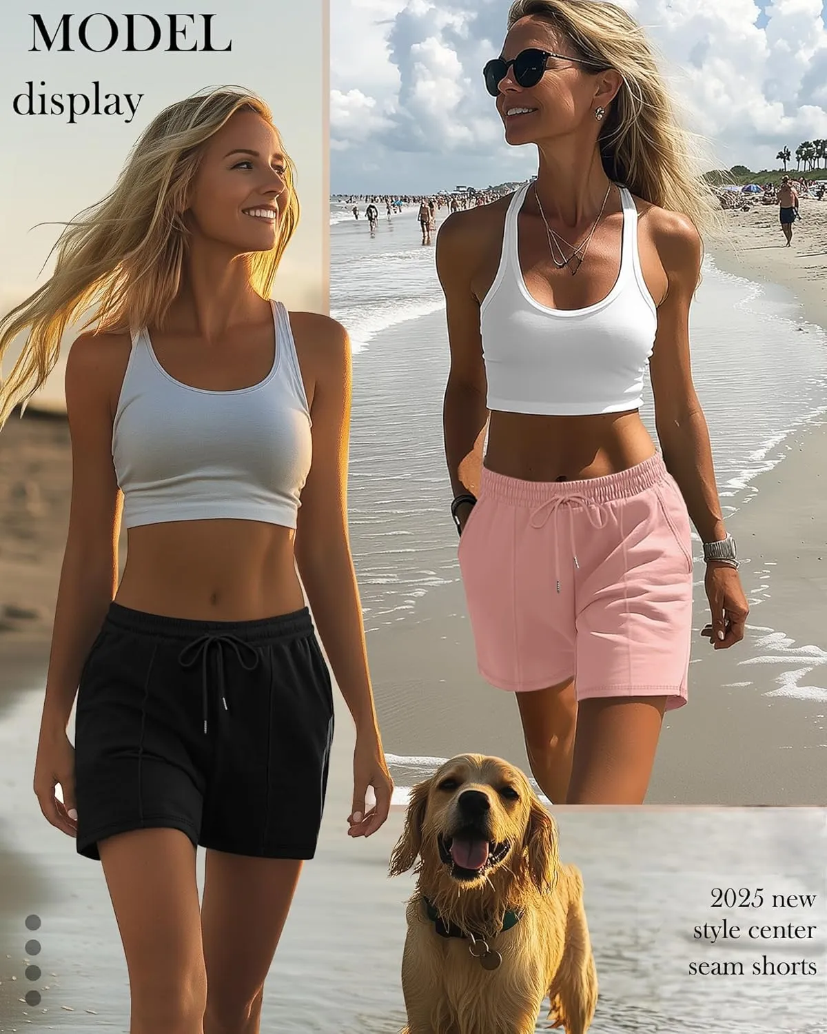 Neer 3 Pack Women's Sweat Shorts, Casual Drawstring Athletic Shorts Summer Lounge Loose Solid Active Short Pants with Pockets