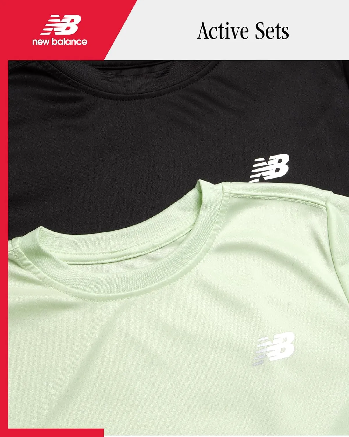 New Balance Boys' Active T-Shirts - 4 Pack Short Sleeve Crew Neck Athletic Performance Dry Fit Shirts for Boys (Sizes: 4-20)