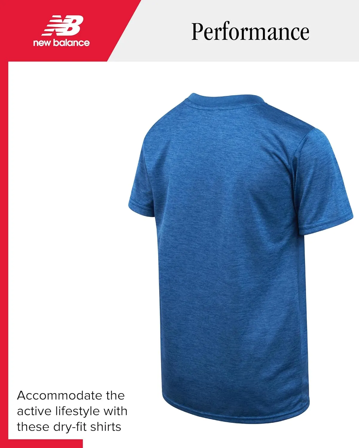 New Balance Boys' Active T-Shirts - 4 Pack Short Sleeve Crew Neck Athletic Performance Dry Fit Shirts for Boys (Sizes: 4-20)