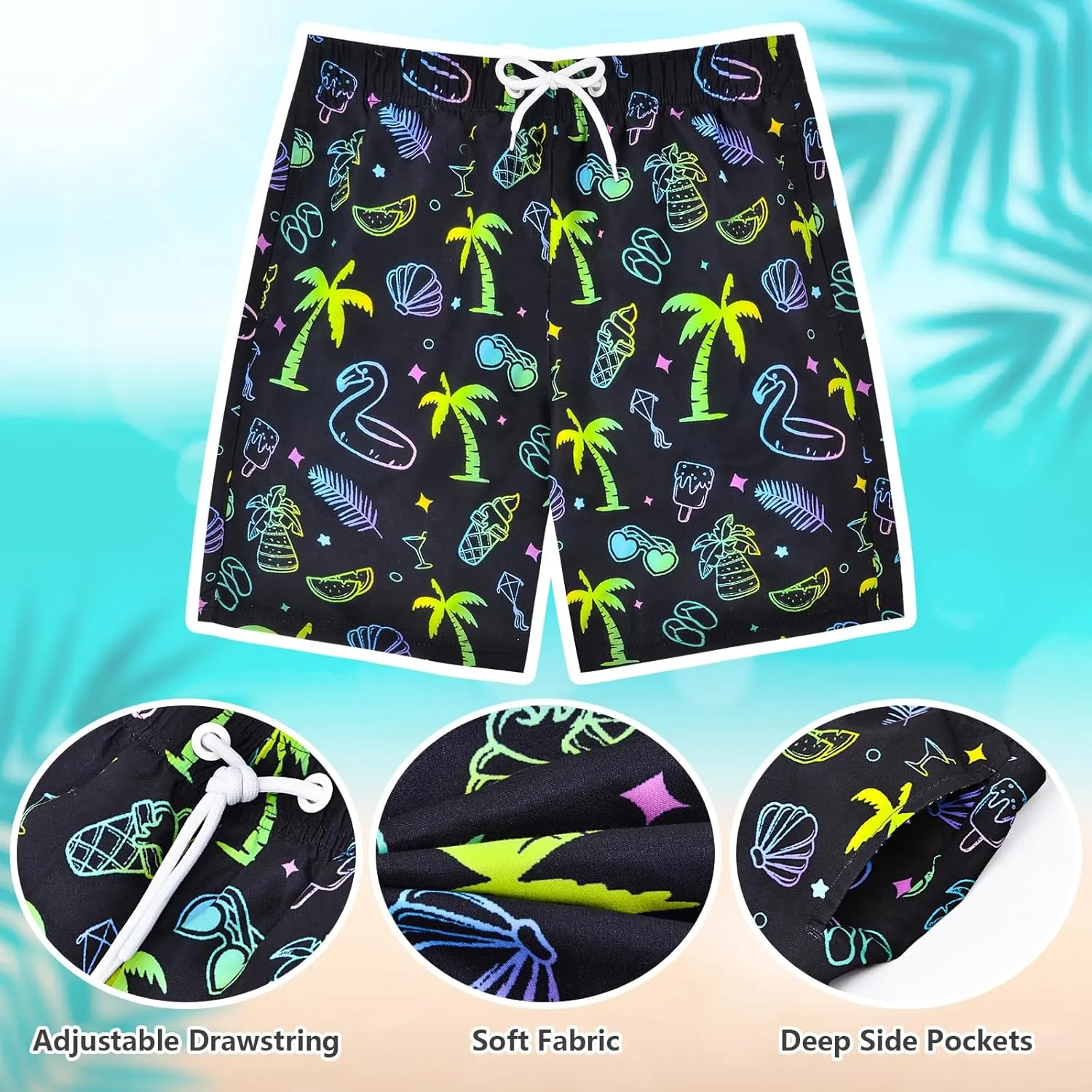 OlyPegic Boys Swim Trunks Swim Shorts Quick Dry Boys Bathing Suit Swimsuit Swimwear Toddler Kids Beach Board Shorts Youth