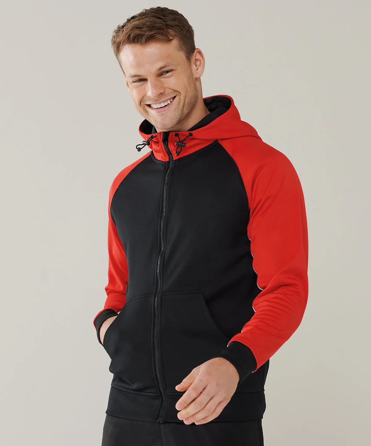 Panelled sports hoodie | Black/Red/White