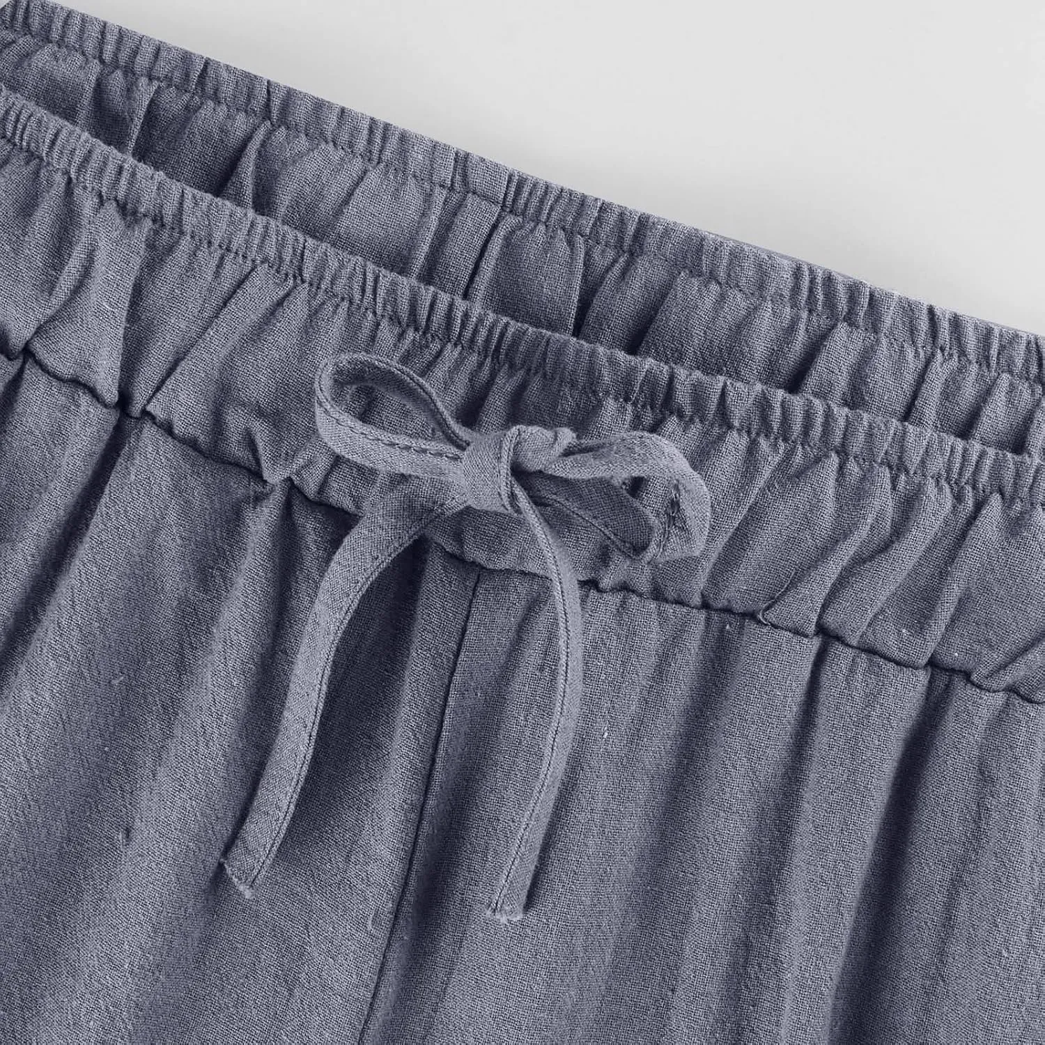 Pants for Women, Linen Pants Wide Leg Straight Drawstring High Waisted Palazzo