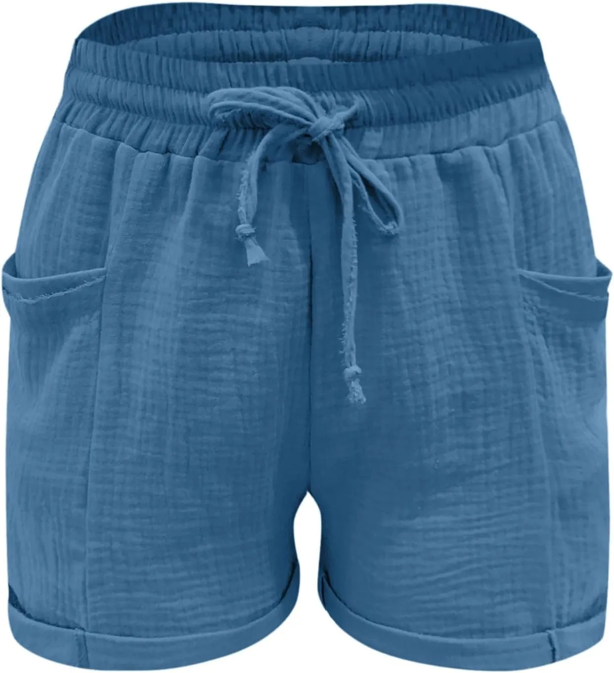 Pants for Women Lounge Elastic Waist Solid Color Pants Fashion Loose Drawstring Wide Leg Shorts with Pockets