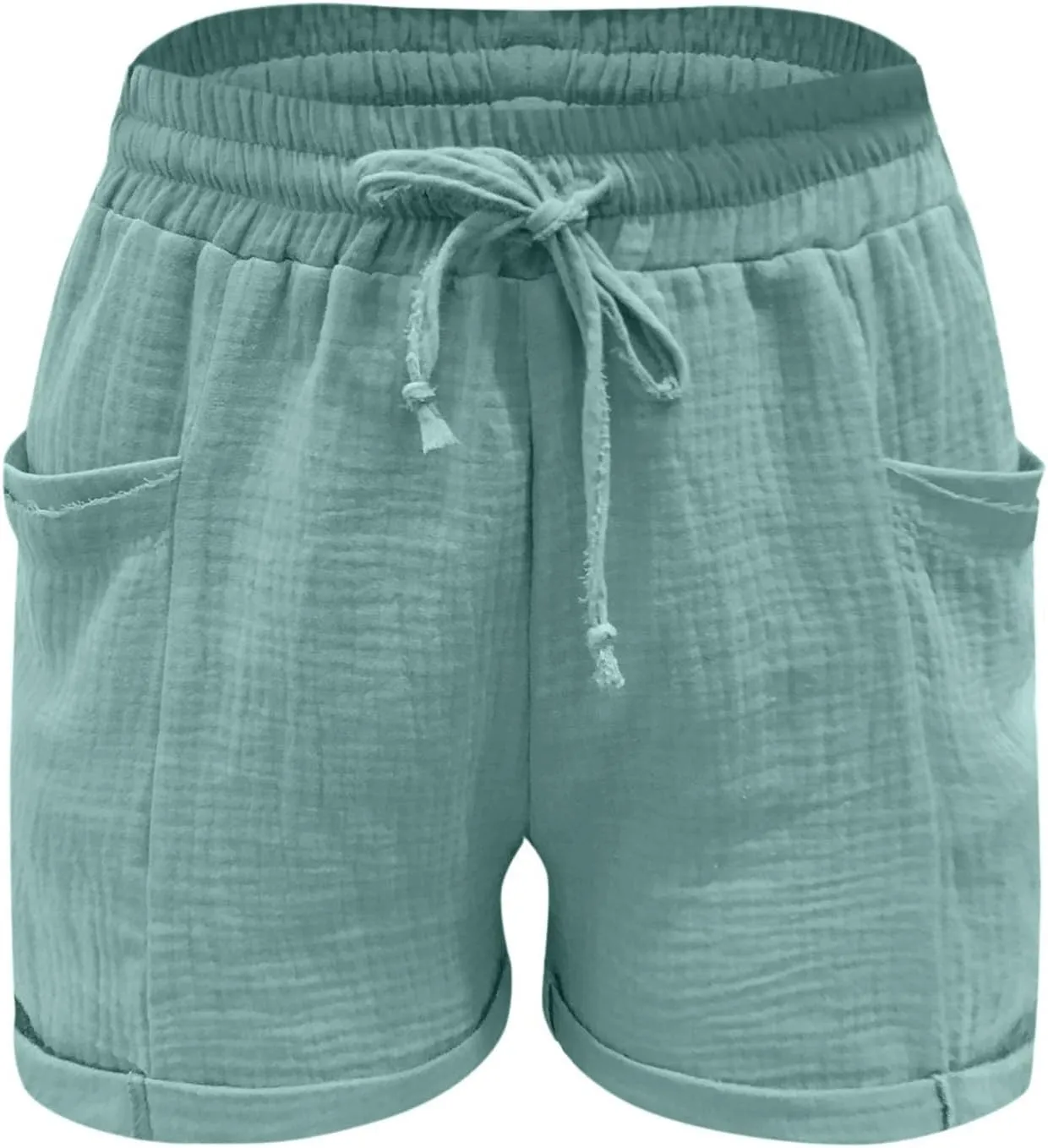 Pants for Women Lounge Elastic Waist Solid Color Pants Fashion Loose Drawstring Wide Leg Shorts with Pockets