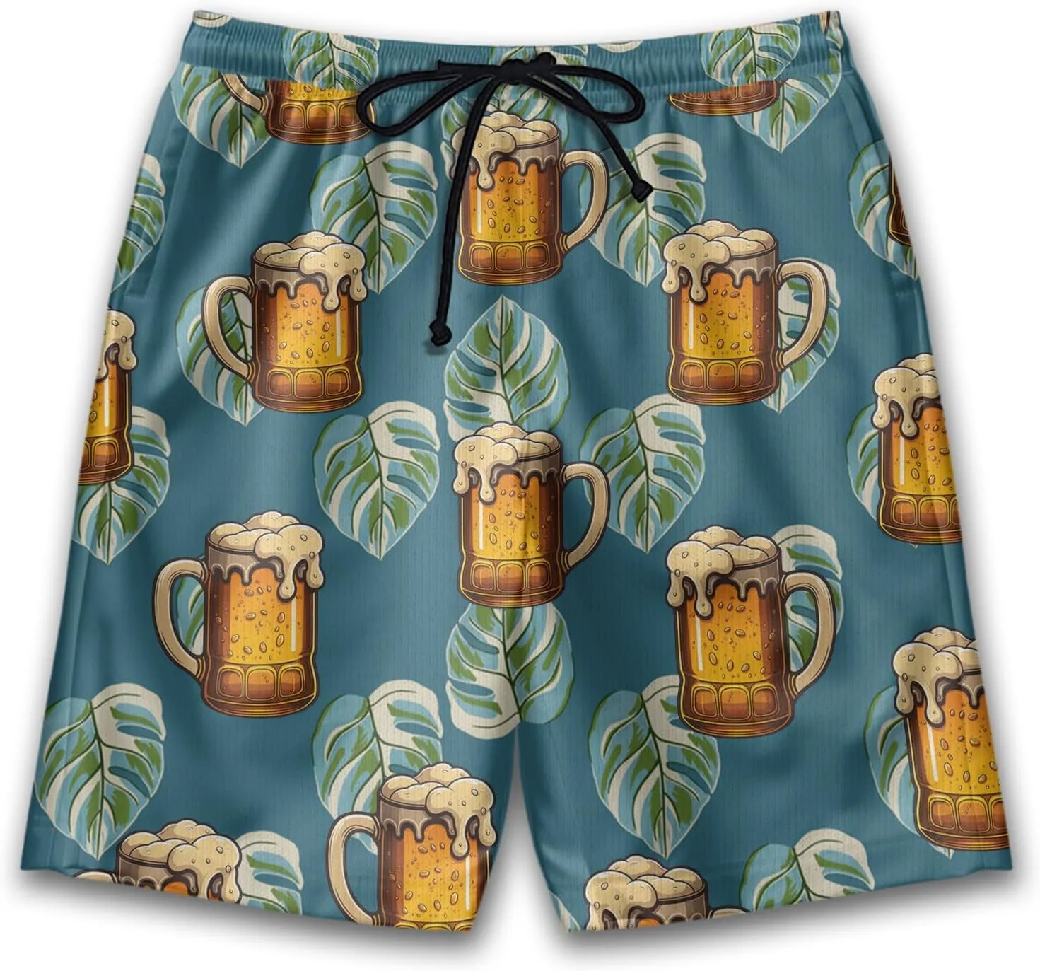 Party Mens Swim Trunks - Beer Swimming Trunks for Men - Tropical Drawstring Beach Shorts, Mens Swim Shorts S31.1