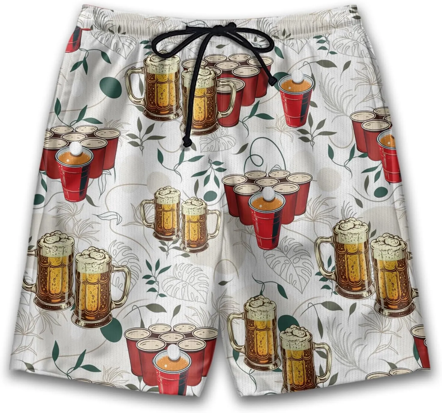 Party Mens Swim Trunks - Beer Swimming Trunks for Men - Tropical Drawstring Beach Shorts, Mens Swim Shorts S31.1