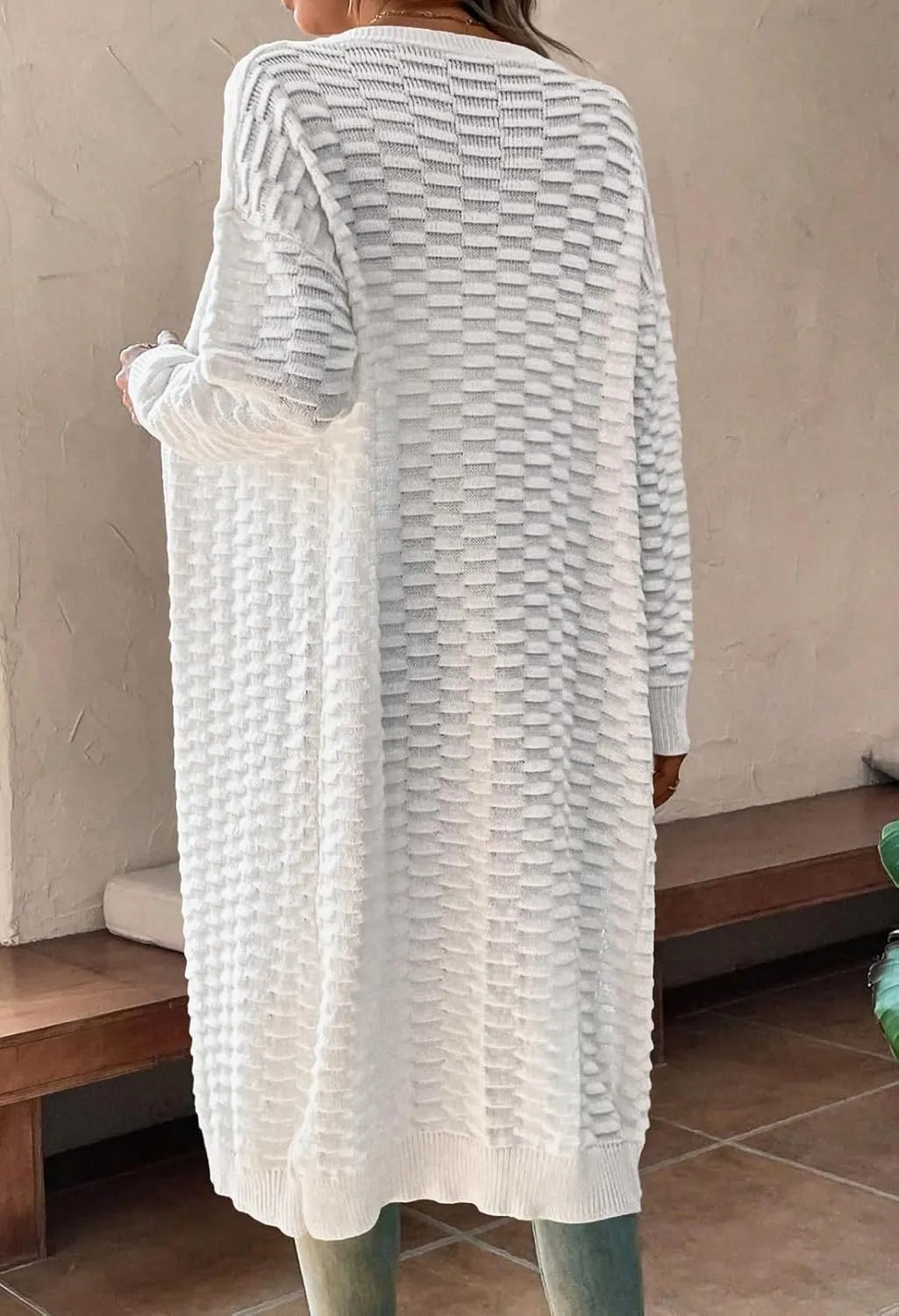 Pink Queen Women's Lightweight Long Cardigan Sweaters Casual Long Sleeve Open Front Drop Shoulder Oversized Fall Knitwear