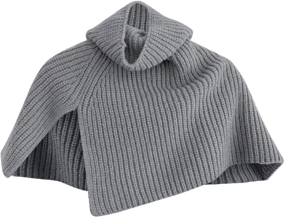 Pullover Scarf Knit Turtleneck Shawl Wrap Shrug Detachable Sweater Collar Winter Warm Neck Warmer Shawl Cape Cloak Shawl