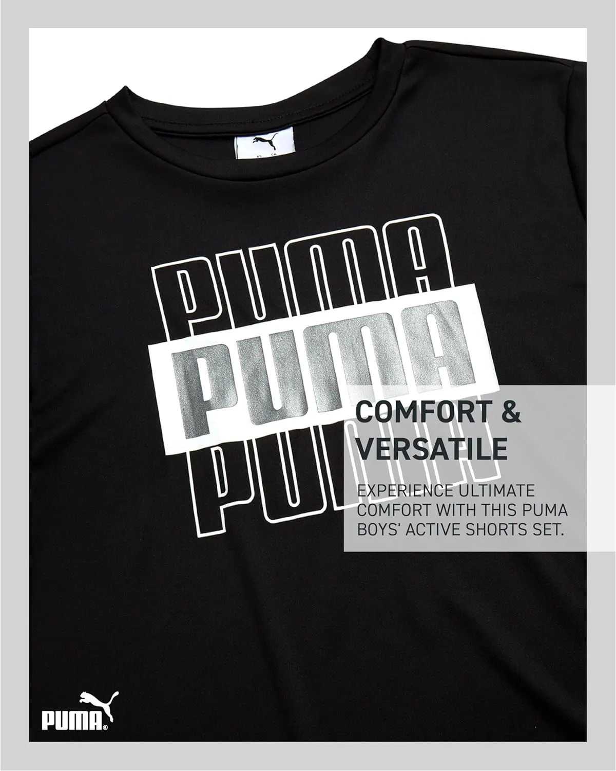 PUMA Boys' Active Shorts Set - 3 Piece Performance T-Shirt, Dry Fit Tank Top, and Gym Shorts - Activewear Set for Boys (4-16)