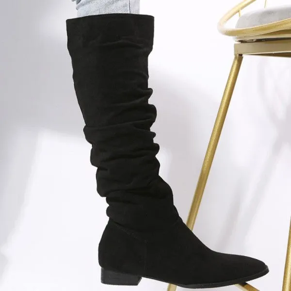 Purpdrank - Black Casual Patchwork Solid Color Pointed Keep Warm Comfortable Shoes