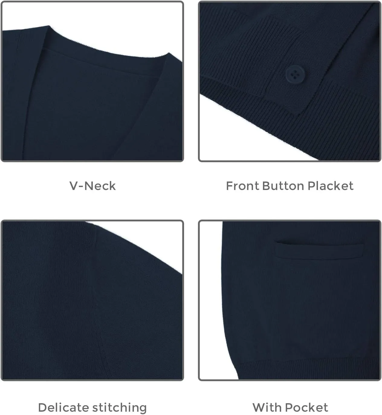 QUALFORT Men's 100% Cotton Cardigan Sweater Casual V-Neck Button Down Knitted Outerwear with Pockets