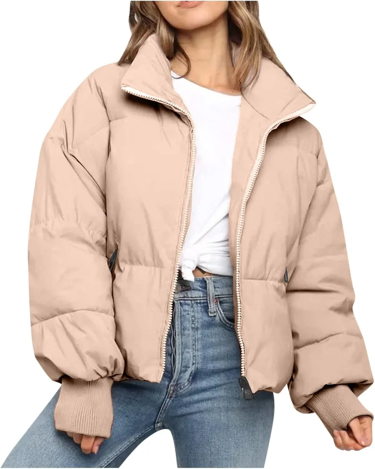 Quilted Puffer Coat Windbreaker Jackets for Women Thicken Fleece Jacket Padded Jacket Winter Coat 2024 Fashion Zip Up