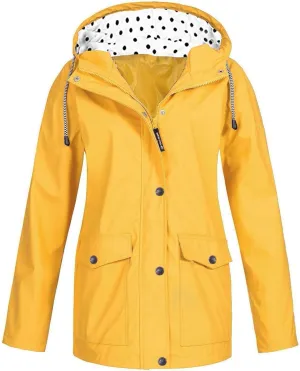 Rain Jacket for Women Long Sleeve Waterproof Lightweight Jackets Hooded Windbreaker Plus Size Active Outdoor Hiking Coats