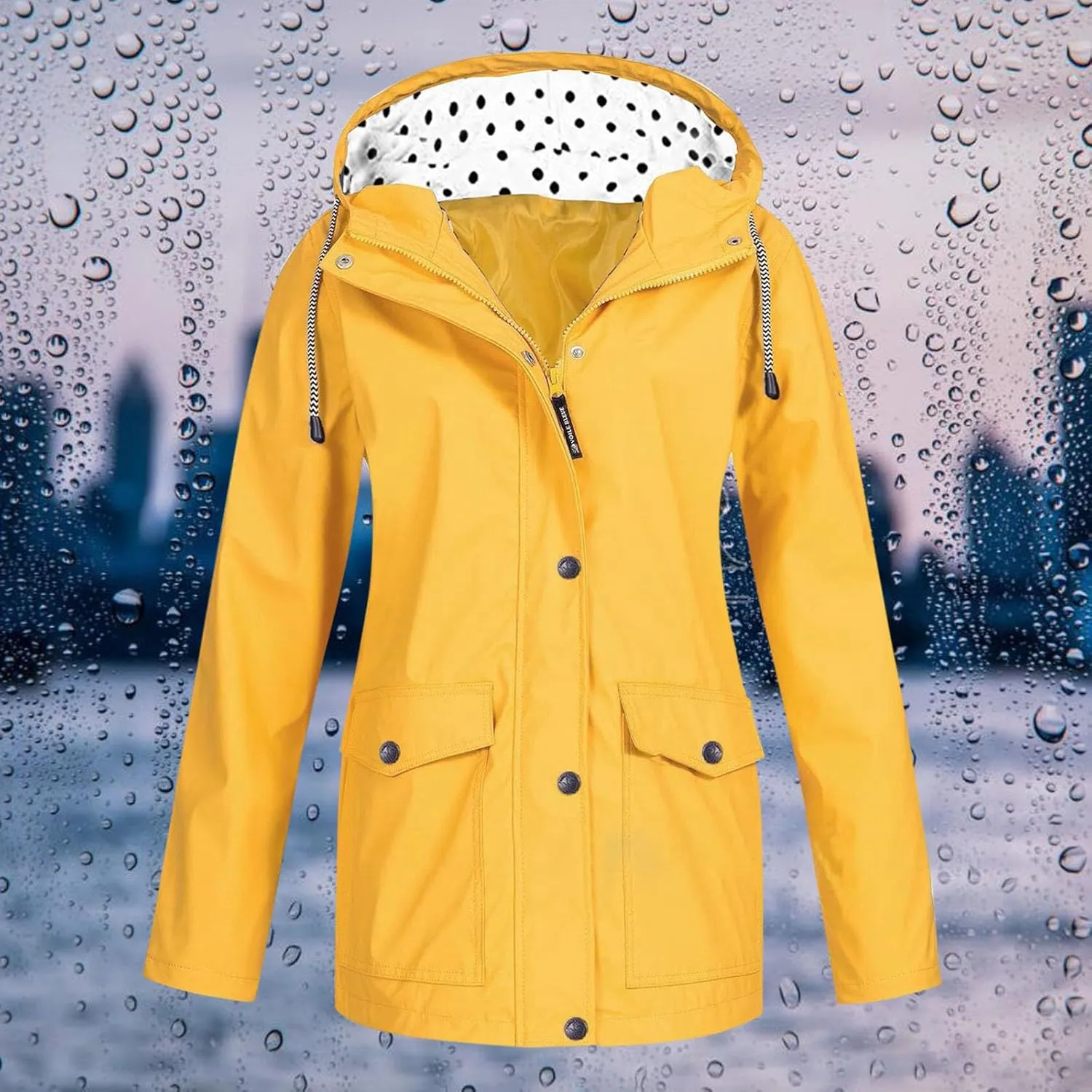 Rain Jacket for Women Long Sleeve Waterproof Lightweight Jackets Hooded Windbreaker Plus Size Active Outdoor Hiking Coats