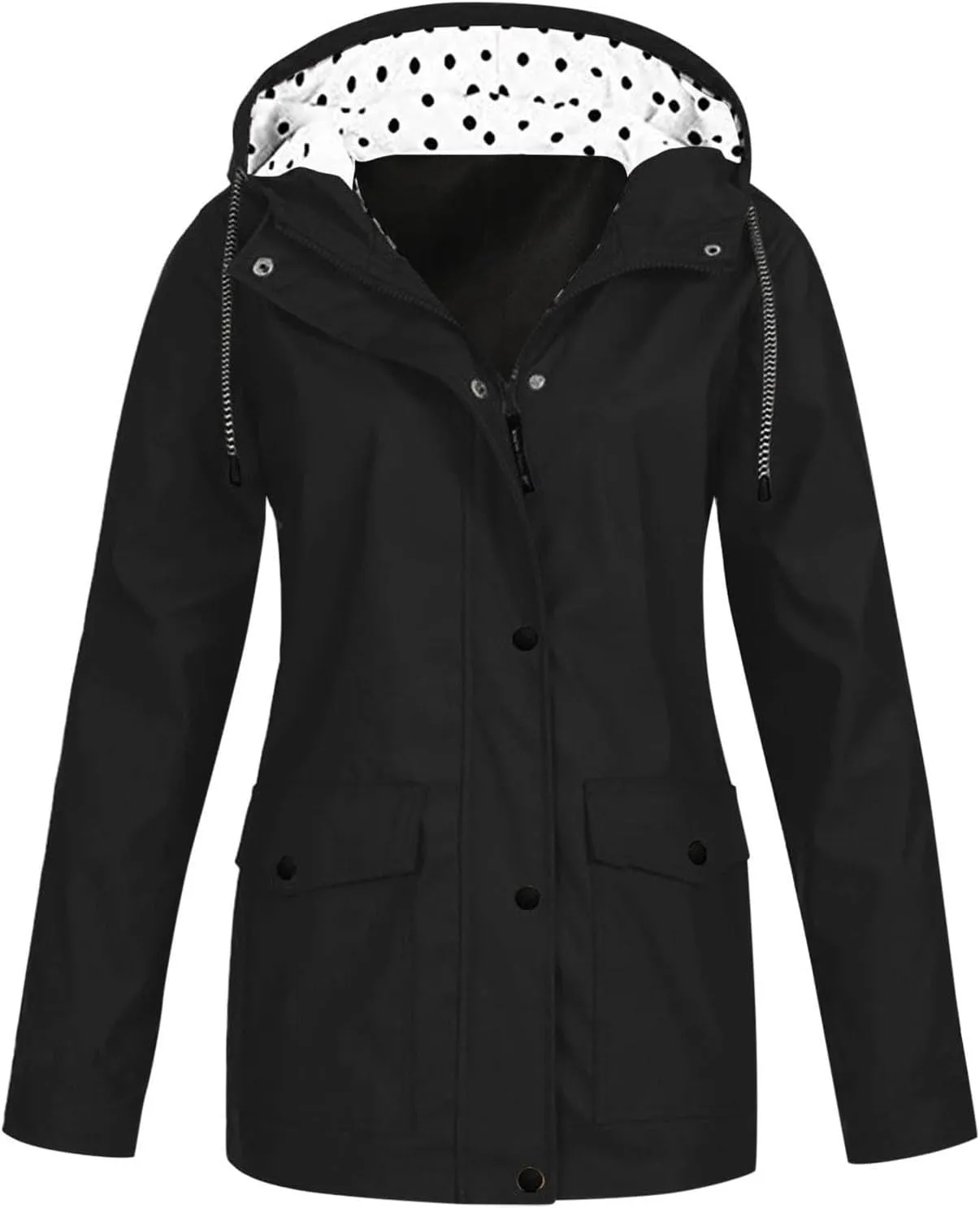Rain Jacket for Women Long Sleeve Waterproof Lightweight Jackets Hooded Windbreaker Plus Size Active Outdoor Hiking Coats