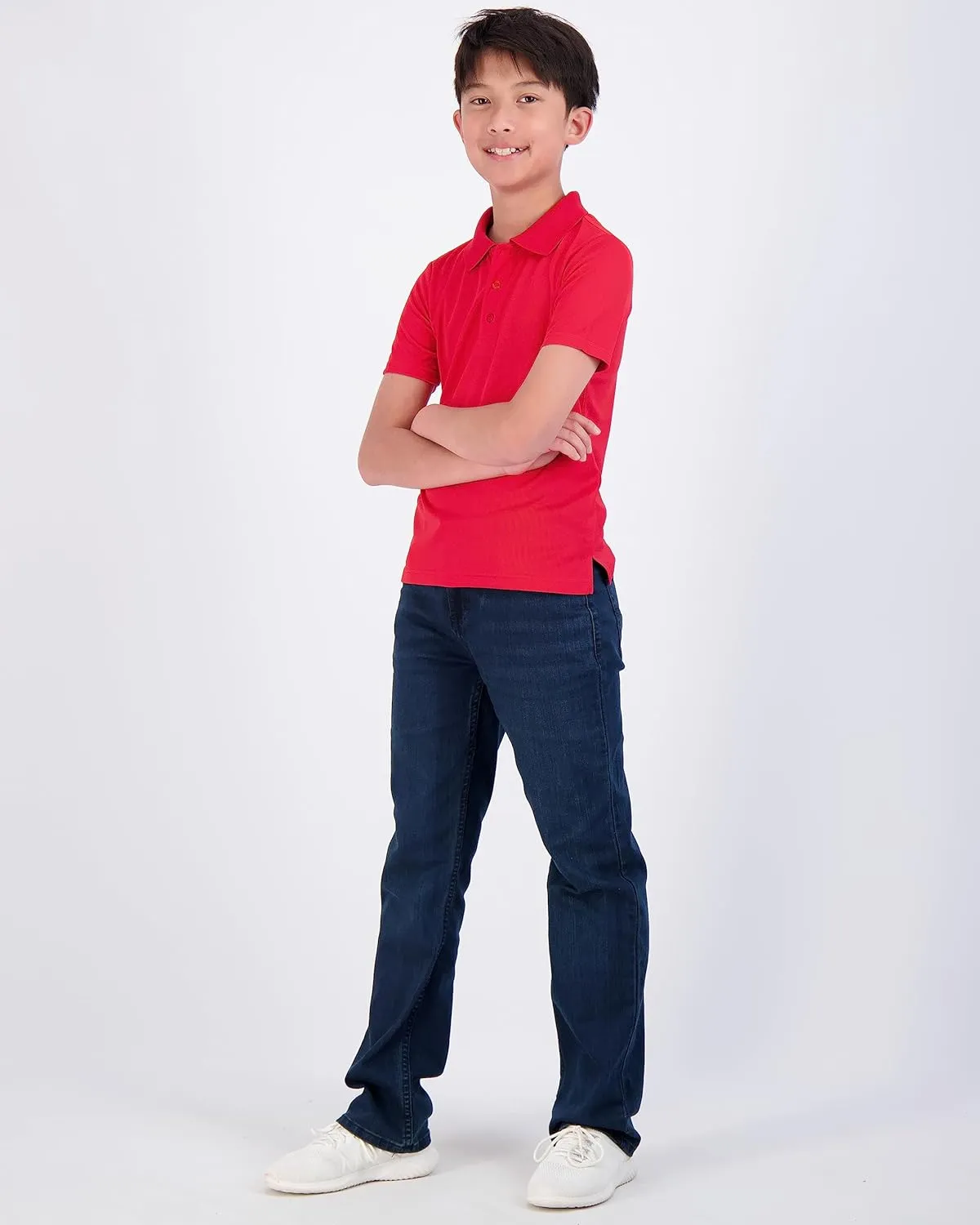 Real Essentials 3 Pack: Boy's Short Sleeve Polo Shirt - School Uniform Active Performance Golf (Ages 4-16)