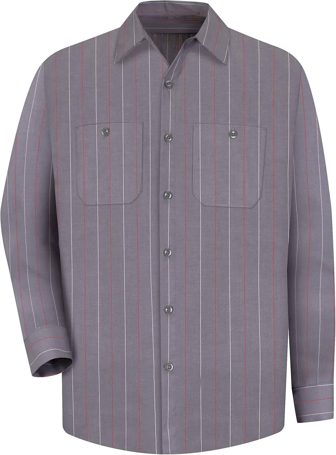 Red Kap Men's Long Sleeve Industrial Stripe Work Shirt