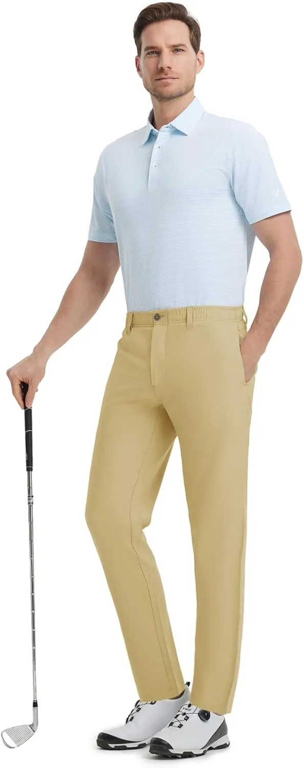 Rouen Golf Pants Men Lightweight Quick Dry - 30"/32"/34" Stretch Water-Resistant Casual Flat Front Mens Dress Pants Pockets