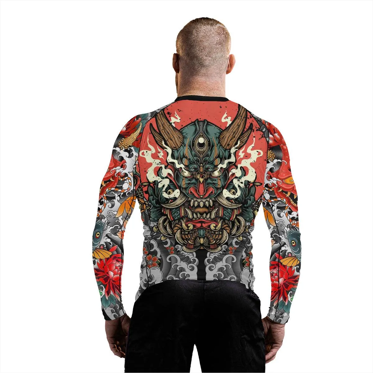 Samurai & Carp Men's Long Sleeve Rash Guard