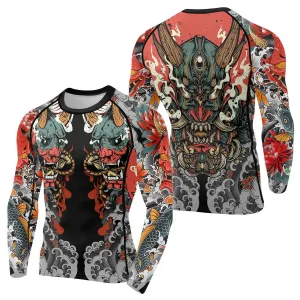 Samurai & Carp Men's Long Sleeve Rash Guard