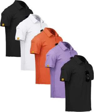 SCODI 5 Pack Mens Polo Shirts Short Sleeve Athletic Golf Polo Shirt for Men Casual Collared Summer Multipack T-Shirts
