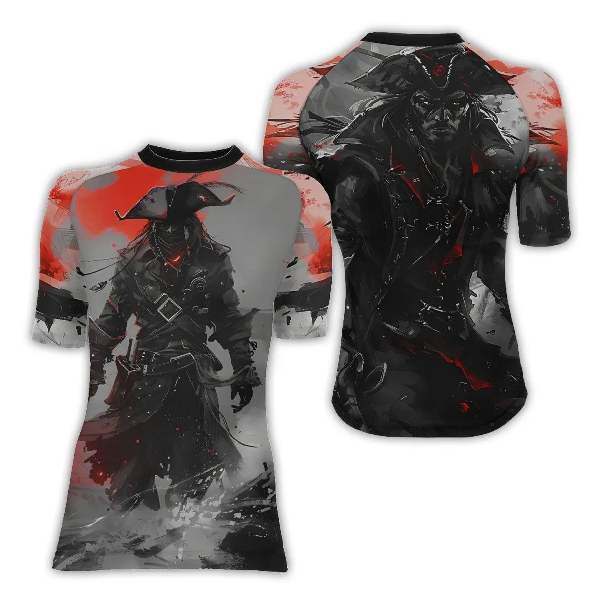 Shadow Pirate Caribbean Women's Short Sleeve Rash Guard