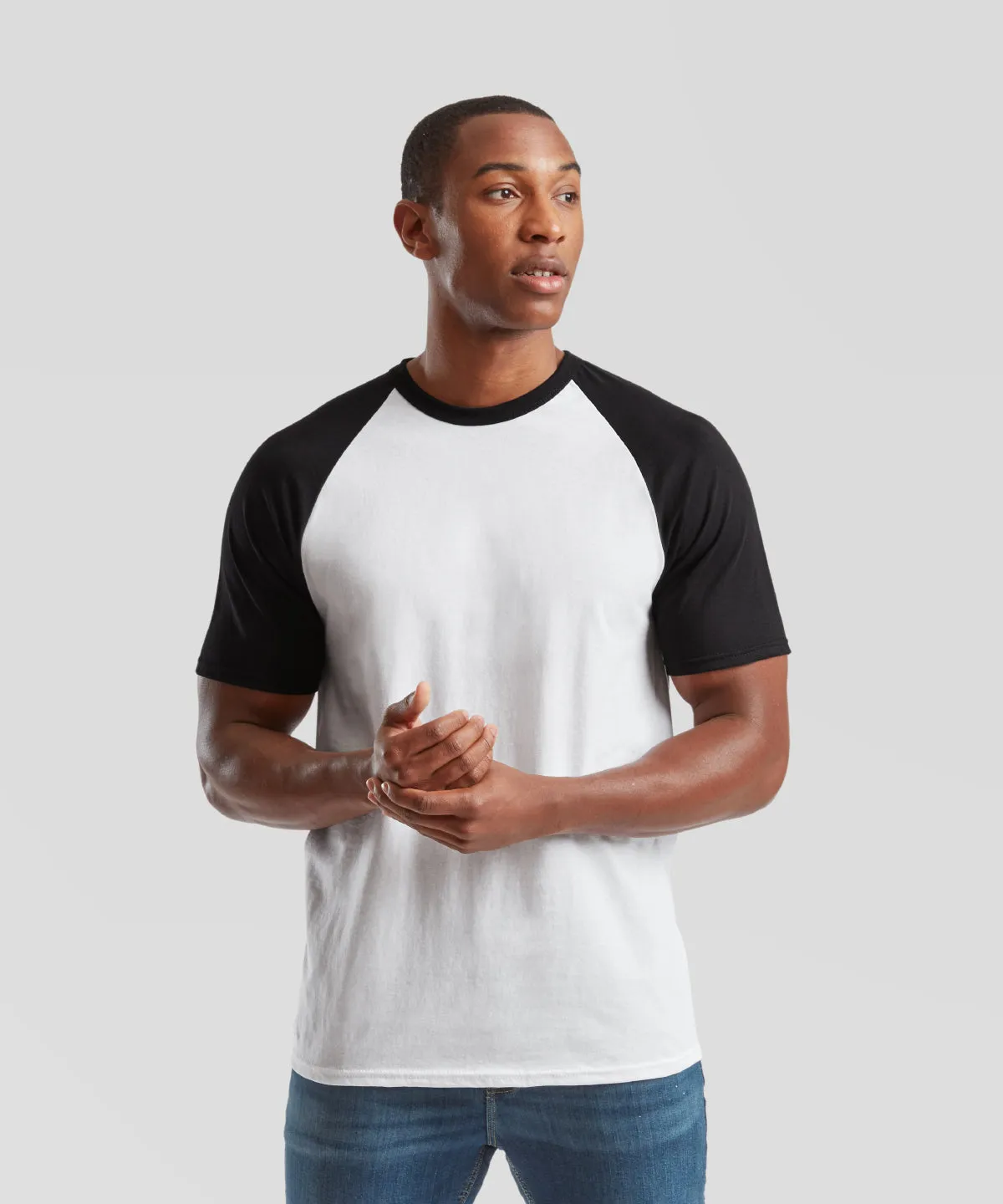 Short sleeve baseball T | Heather Grey/Deep Navy