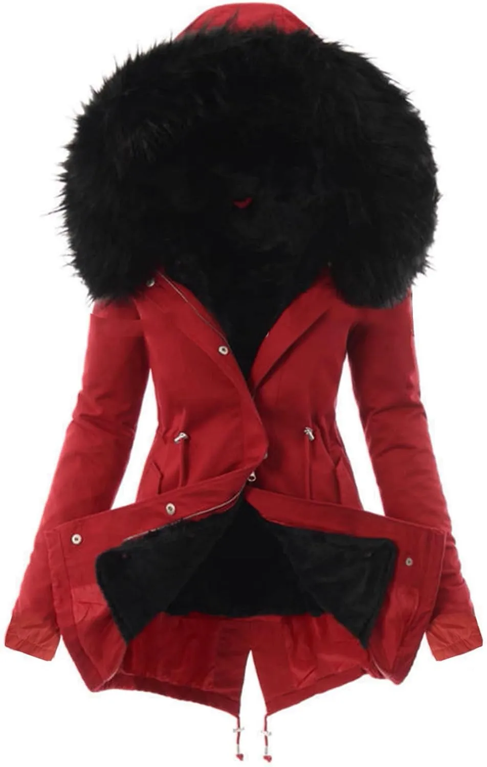 SMIDOW Winter Coats For Women 2023 Parkas Fuzzy Fleece Lined Jackets Cold Weather Thicken Warm Puffer Coat With Faux Fur Hood