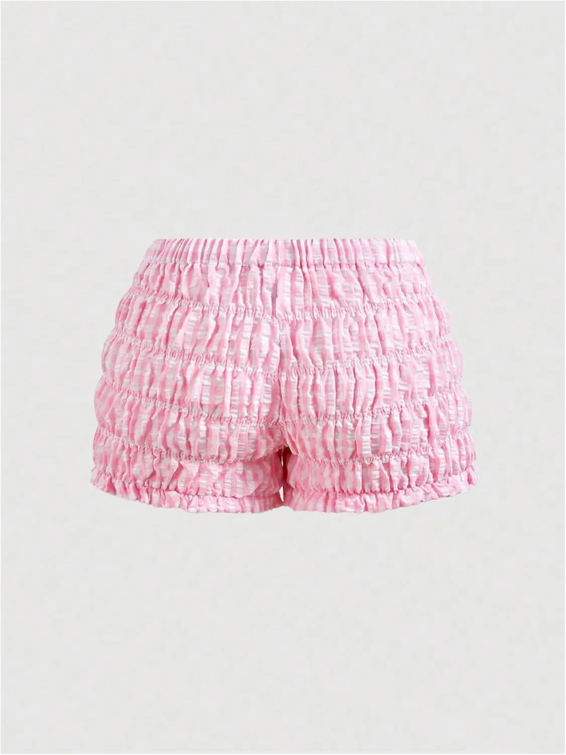 SOLY HUX Women's Ruffle Shorts Plaid Y2k Lace Bloomers Elastic Waist Frill Bottoms Gingham Micro Boyshorts