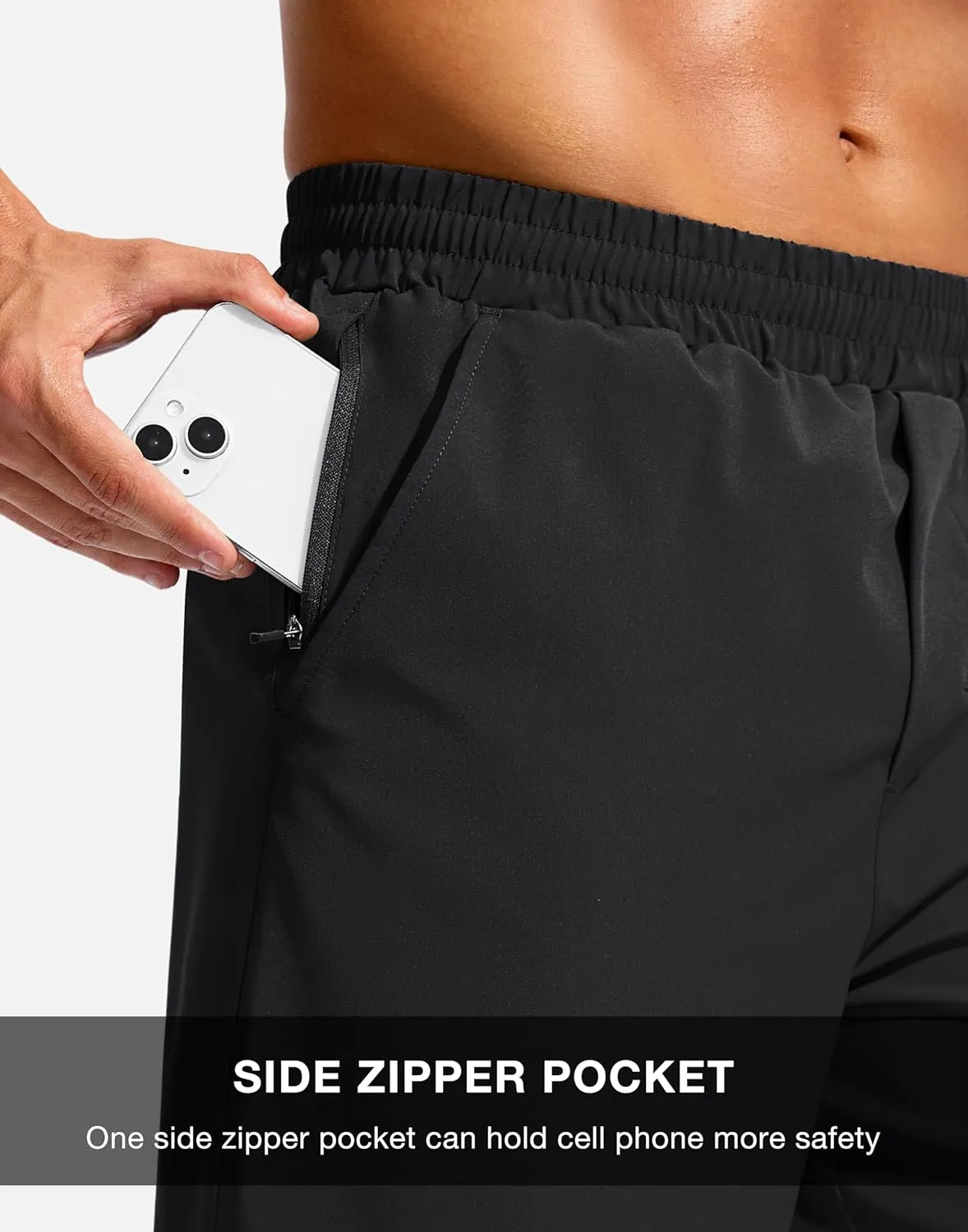 Soothfeel Men's Athletic Workout Shorts with Zipper Pocket 5"/7" Running Gym Shorts for Men Lightweight Quick Dry Tennis