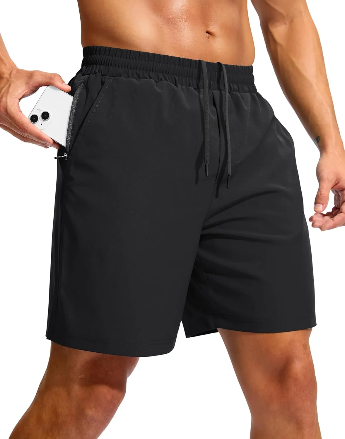Soothfeel Men's Athletic Workout Shorts with Zipper Pocket 5"/7" Running Gym Shorts for Men Lightweight Quick Dry Tennis