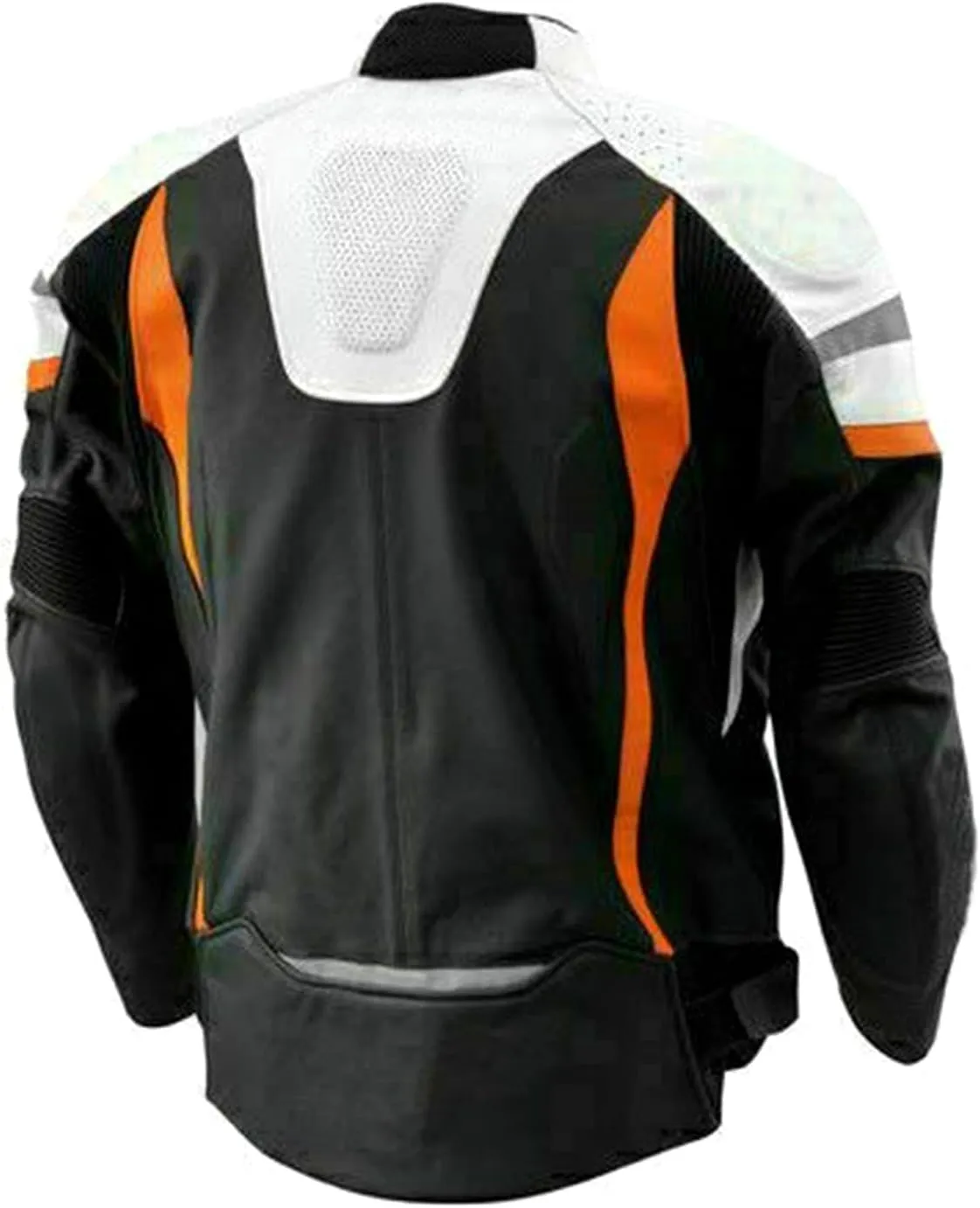 SpazeUp Mens Black & White Motorcycle Leather Jacket Biker Armor Motorbike Padded Jacket
