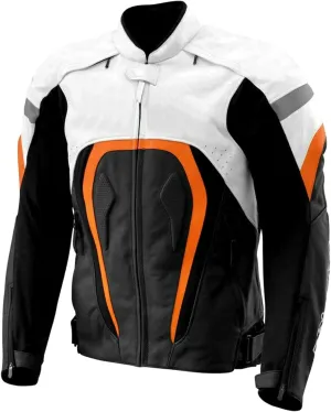 SpazeUp Mens Black & White Motorcycle Leather Jacket Biker Armor Motorbike Padded Jacket