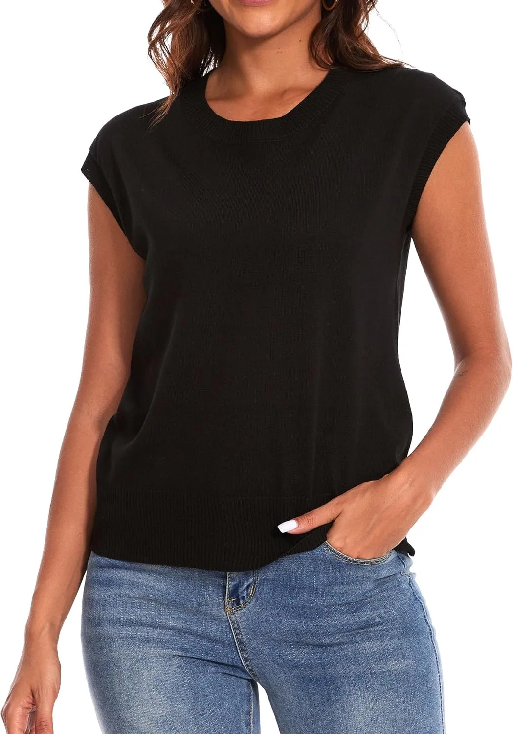 Spicy Sandia Women's Lightweight Long Sleeve Crew Neck Sweaters Striped Casual Knit Pullover Tops