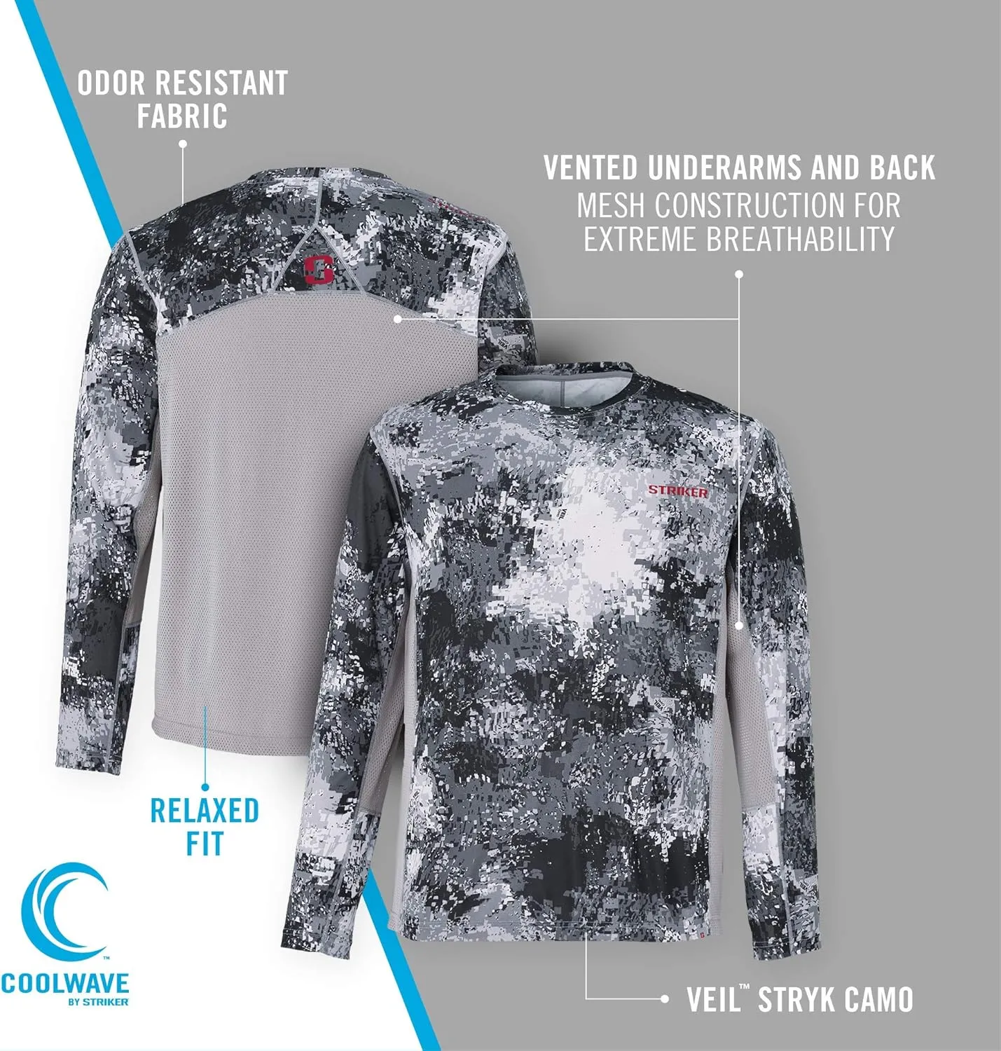 Striker Men's Triumph UPF 50  Ultralight Moisture Wicking Fishing Shirt - Active Long-Sleeve Top w/Vented Underarms & Back