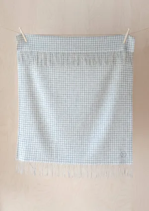 Super Soft Lambswool Baby Blanket in Grey Nursery Gingham The Tartan Baby Blanket