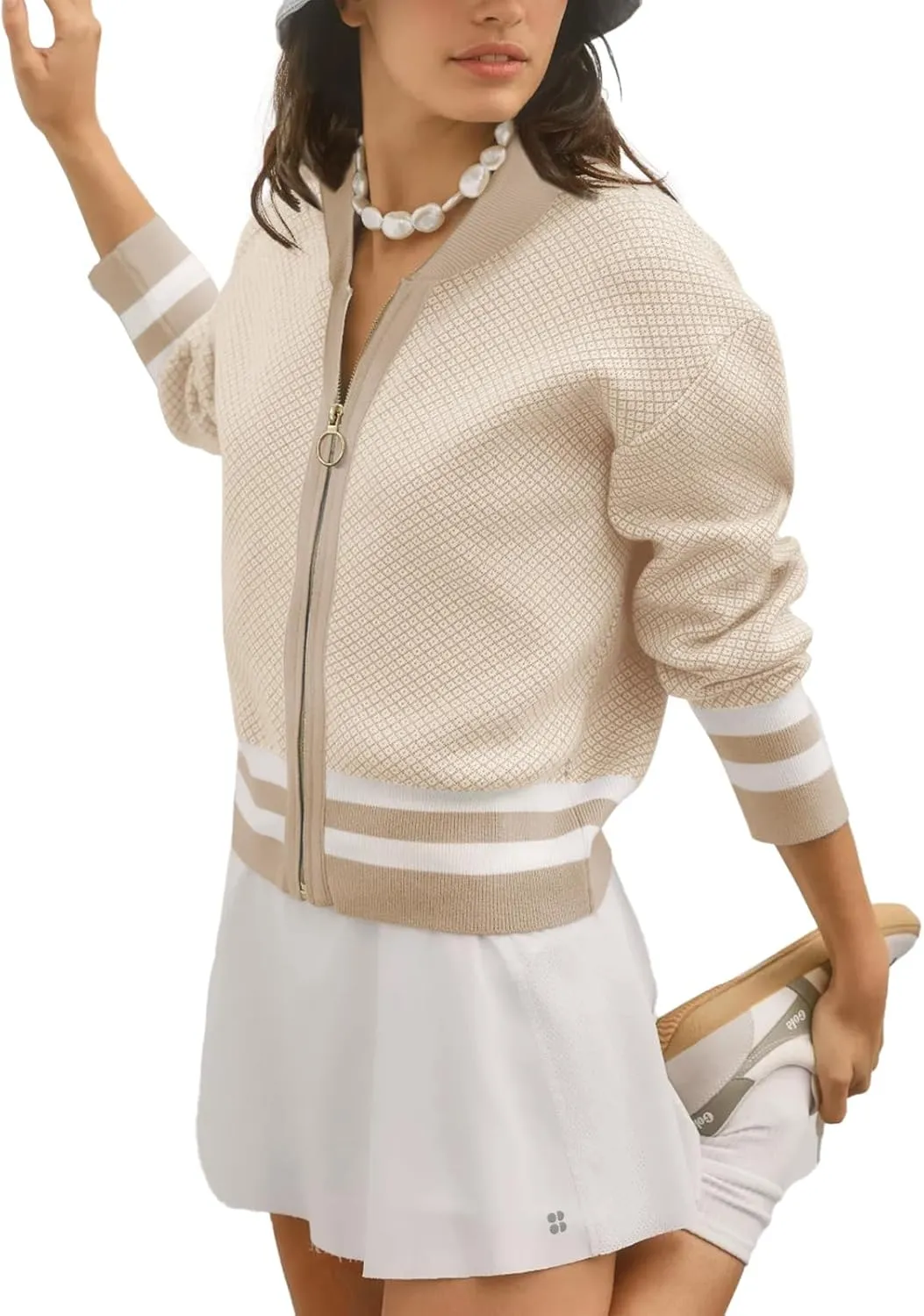 SuperPrity Womens Cardigan Sweaters Long Sleeve Zip Up Lightweight Knit Jacket Casual Baseball Coat 2024 Trendy Fall Clothes