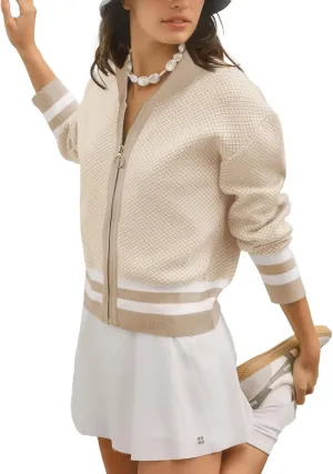 SuperPrity Womens Cardigan Sweaters Long Sleeve Zip Up Lightweight Knit Jacket Casual Baseball Coat 2024 Trendy Fall Clothes