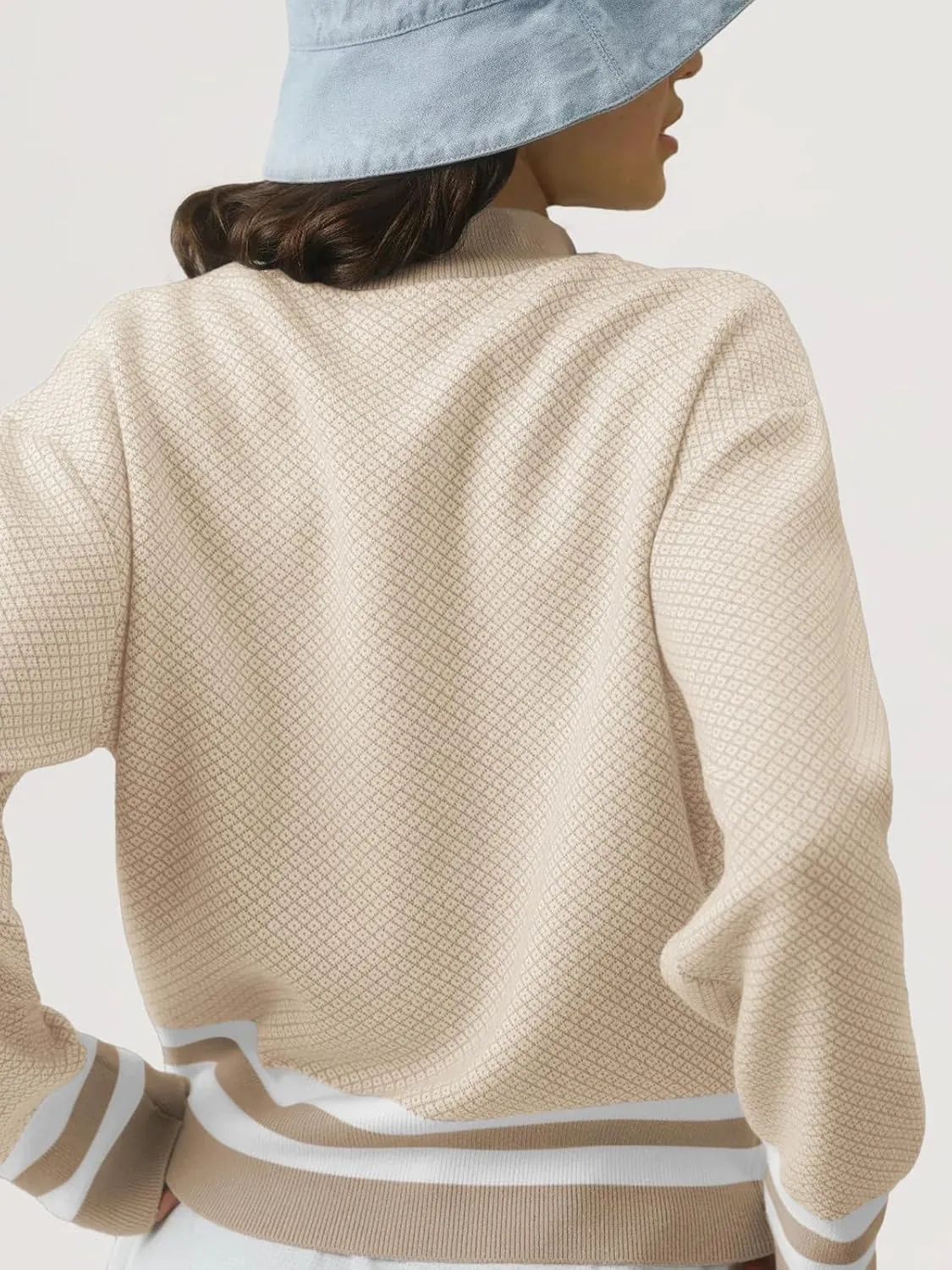 SuperPrity Womens Cardigan Sweaters Long Sleeve Zip Up Lightweight Knit Jacket Casual Baseball Coat 2024 Trendy Fall Clothes