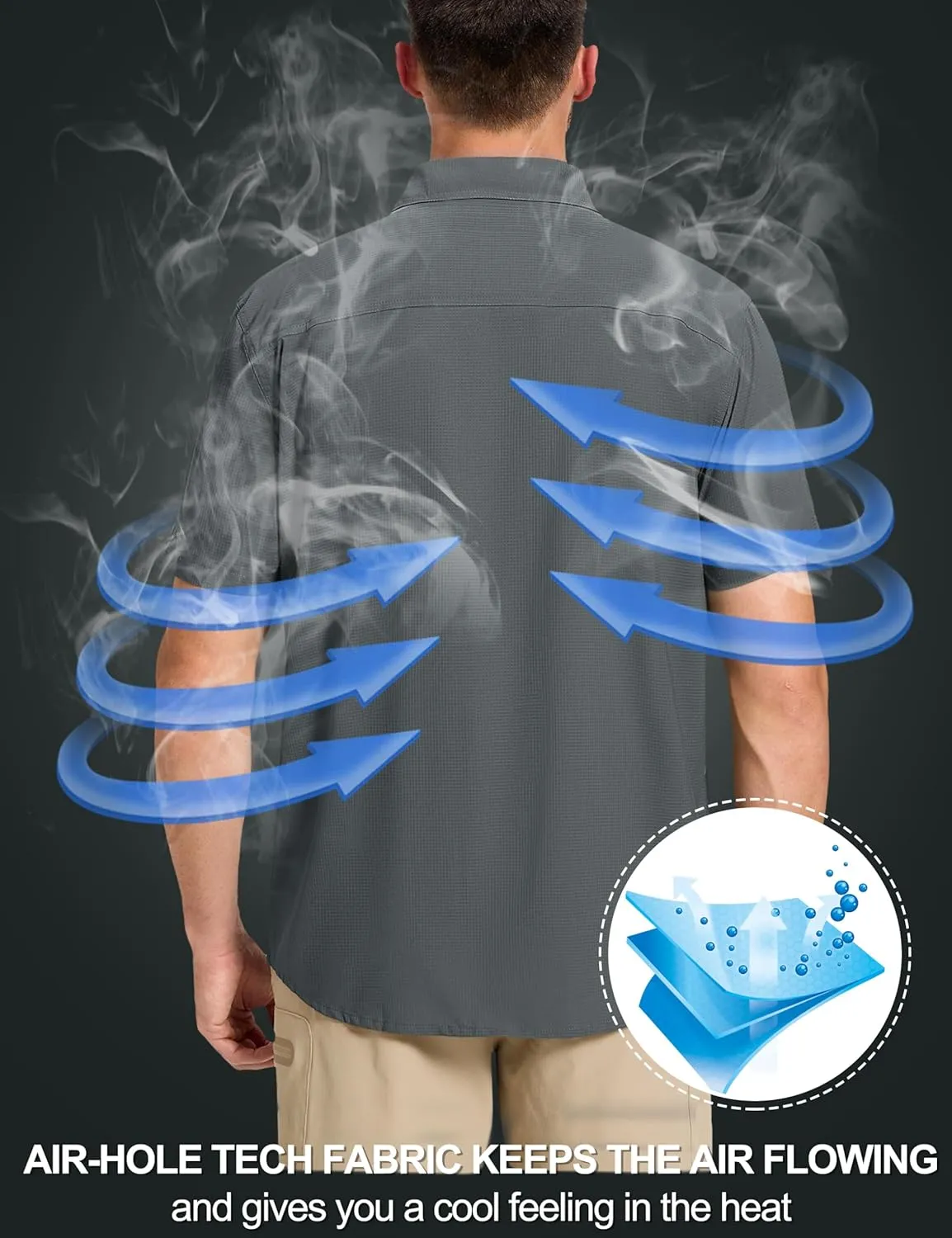 TACVASEN Fishing Shirts for Men Cool Hiking Shirt Button Up Short Sleeve SPF UPF 50  Sun Shirt Quick Dry for Tactical