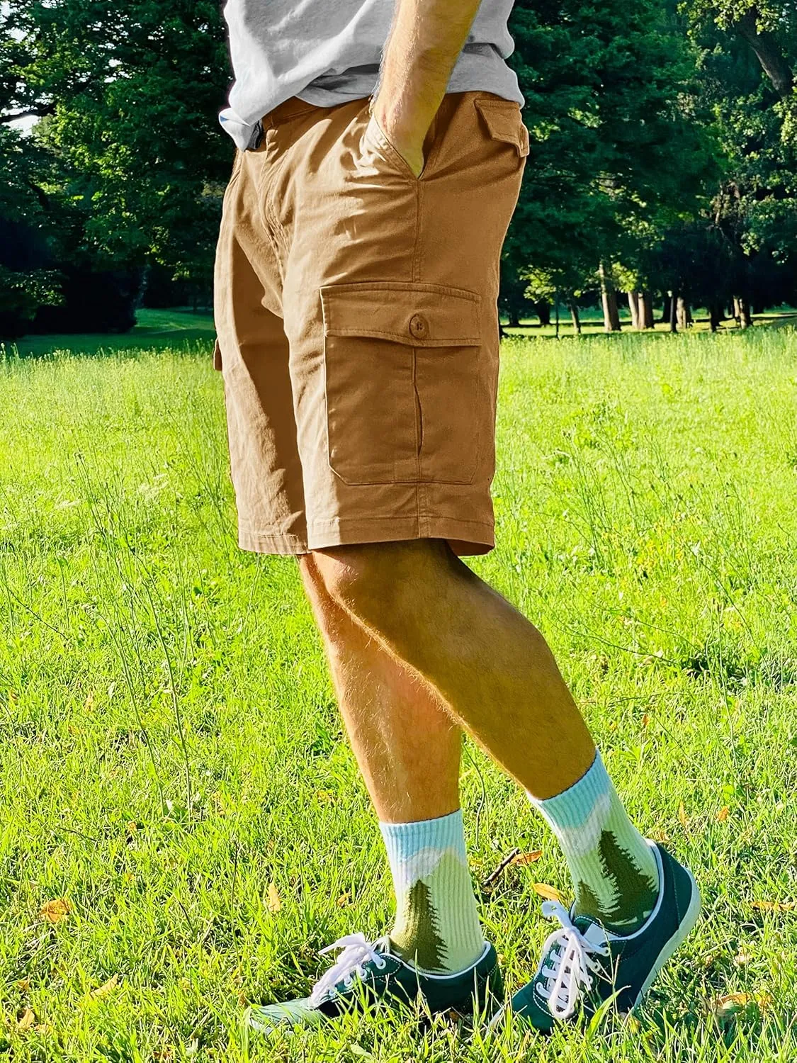 TACVASEN Men's Cargo Shorts Golf Elastic Waist Short for Men Cotton Hiking Shorts Stretchy Workout Short with Pockets