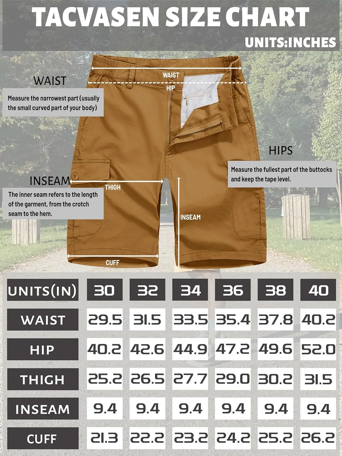 TACVASEN Men's Cargo Shorts Golf Elastic Waist Short for Men Cotton Hiking Shorts Stretchy Workout Short with Pockets