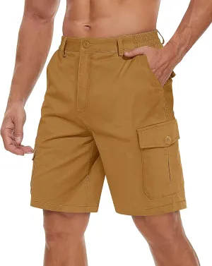 TACVASEN Men's Cargo Shorts Golf Elastic Waist Short for Men Cotton Hiking Shorts Stretchy Workout Short with Pockets