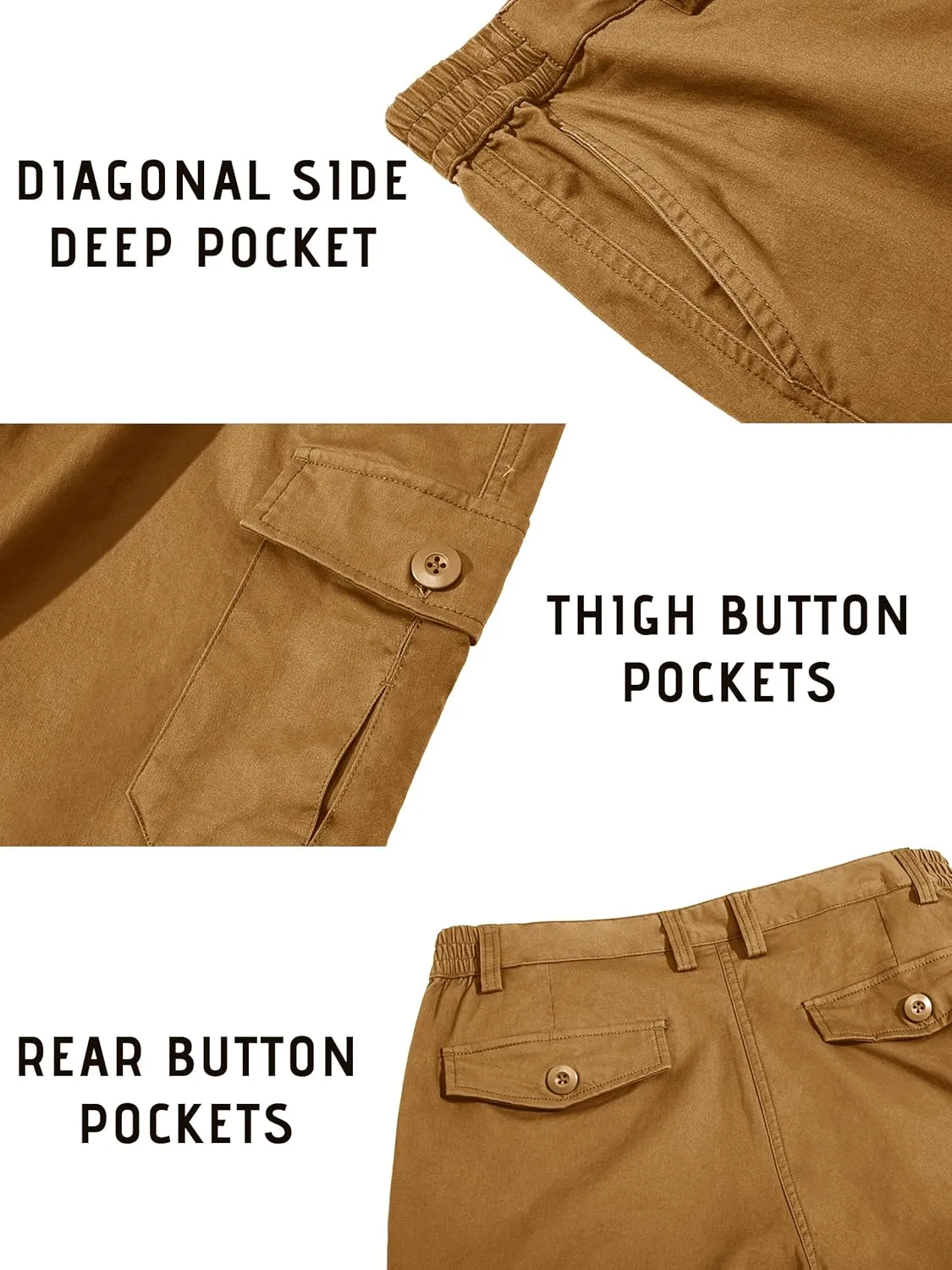 TACVASEN Men's Cargo Shorts Golf Elastic Waist Short for Men Cotton Hiking Shorts Stretchy Workout Short with Pockets
