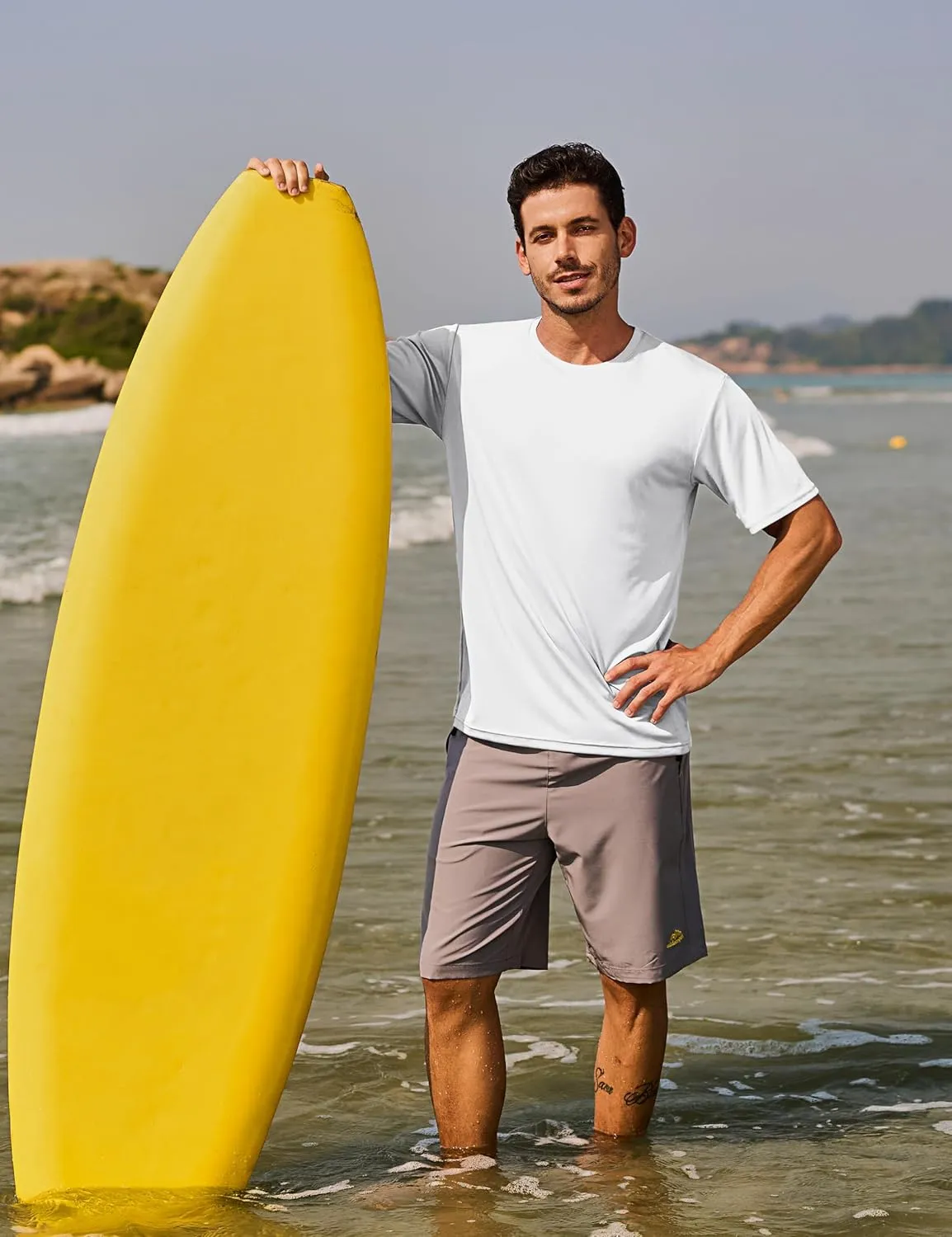 TACVASEN Swim Shirts for Men Rash Guard SPF Short Sleeve Sun T-Shirt UPF 50 Quick Dry Lightweight Fishing Water Shirt