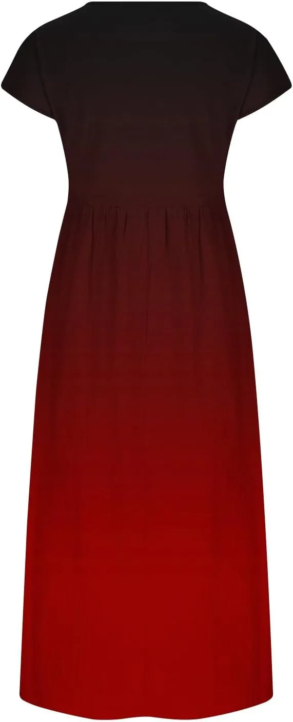 TANGNADE Plus Size Cotton Linen Dresses for Women Short Sleeve Summer Maxi Dress with Pockets Flowy Vacation Dresses